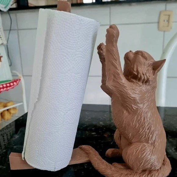 Brown Cat Paper Towel Holder - Picture 2 of 2